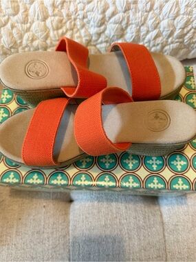 CHARLESTON SHOE CO. Thea Espadrilles. 
Color Mandarin